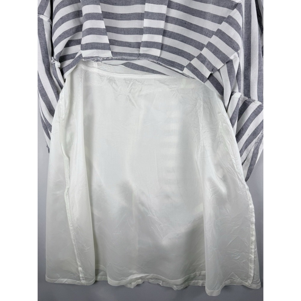 Nine West Womens 14 Dress Blazer Suit Set Grey White Stripe Linen Blend Tie Cuff - Picture 6 of 13
